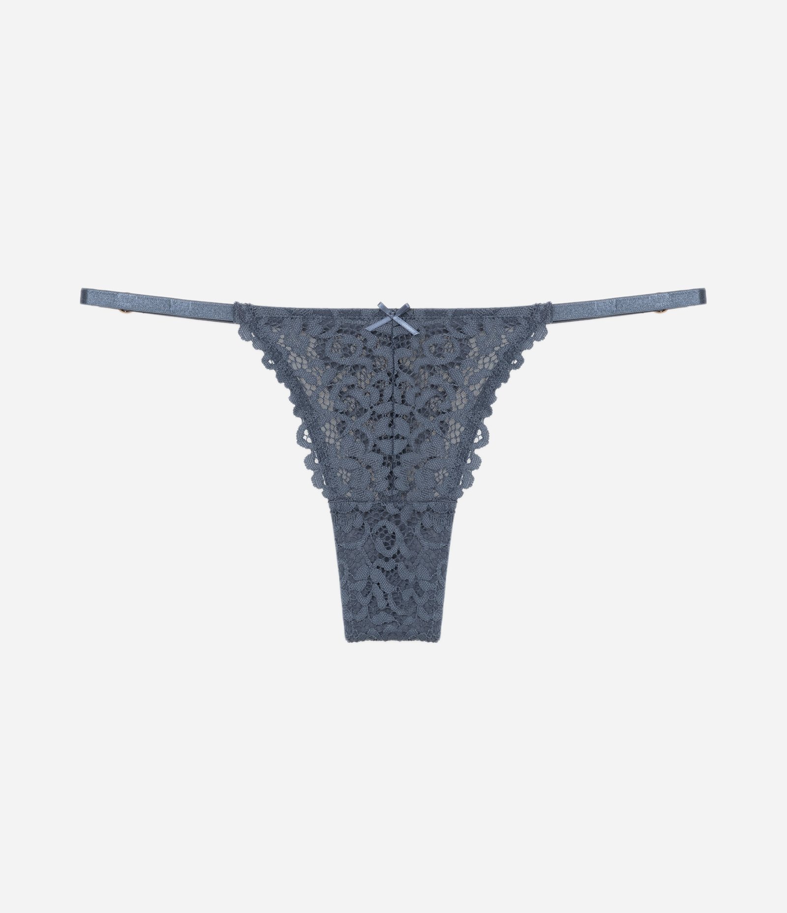 Calcinha String Fio em Renda Floral Azul 6