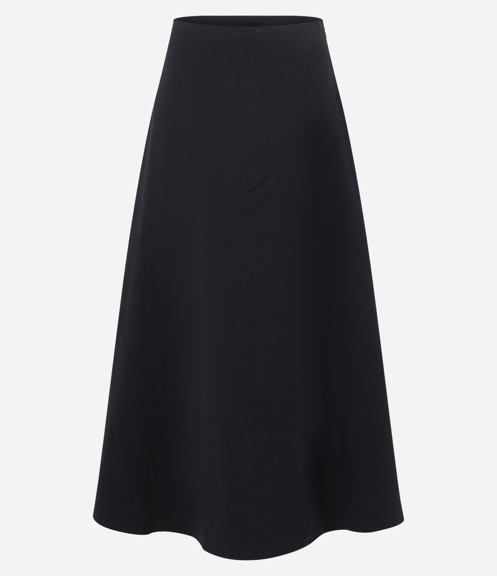 Saia Midi Evasê em Bengaline com Recorte Frontal Preto 5