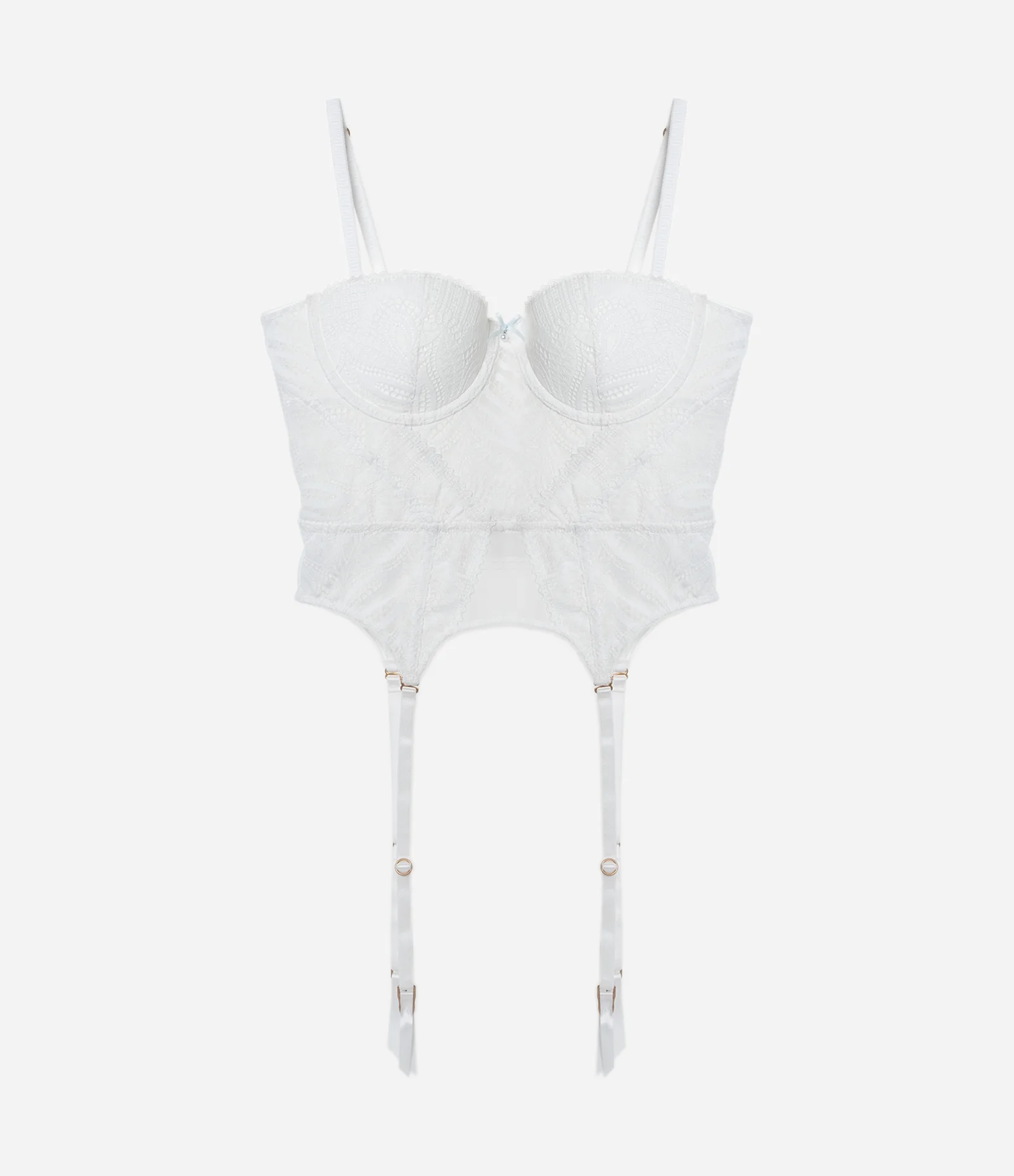 Corset com Bojo em Renda Floral Branco 6