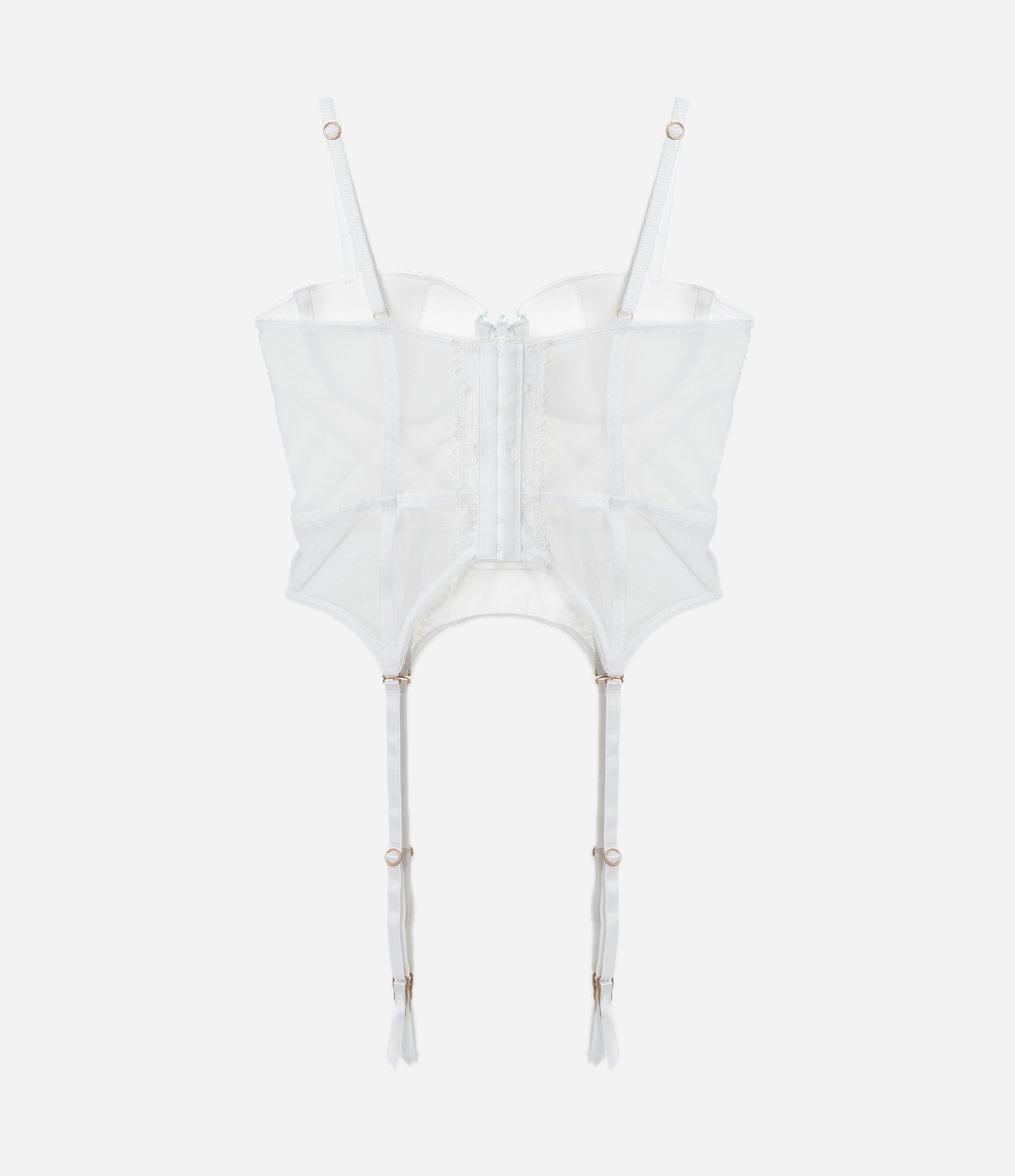 Corset com Bojo em Renda Floral Branco 7