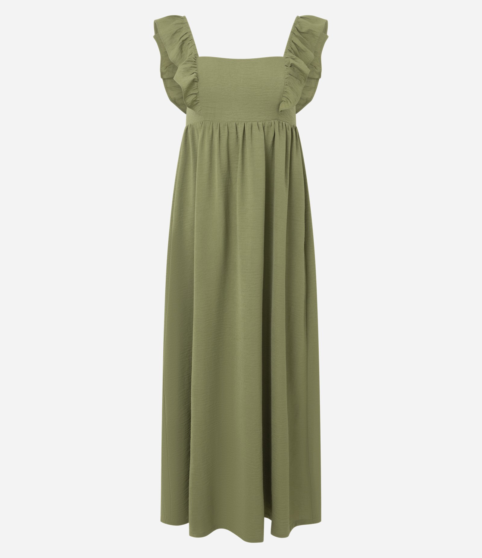 Vestido Midi Evasê Airflow com Babadinho nas Alças Verde 5