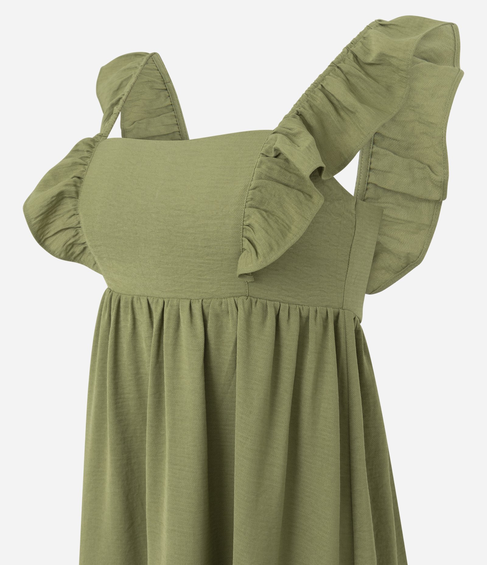 Vestido Midi Evasê Airflow com Babadinho nas Alças Verde 6