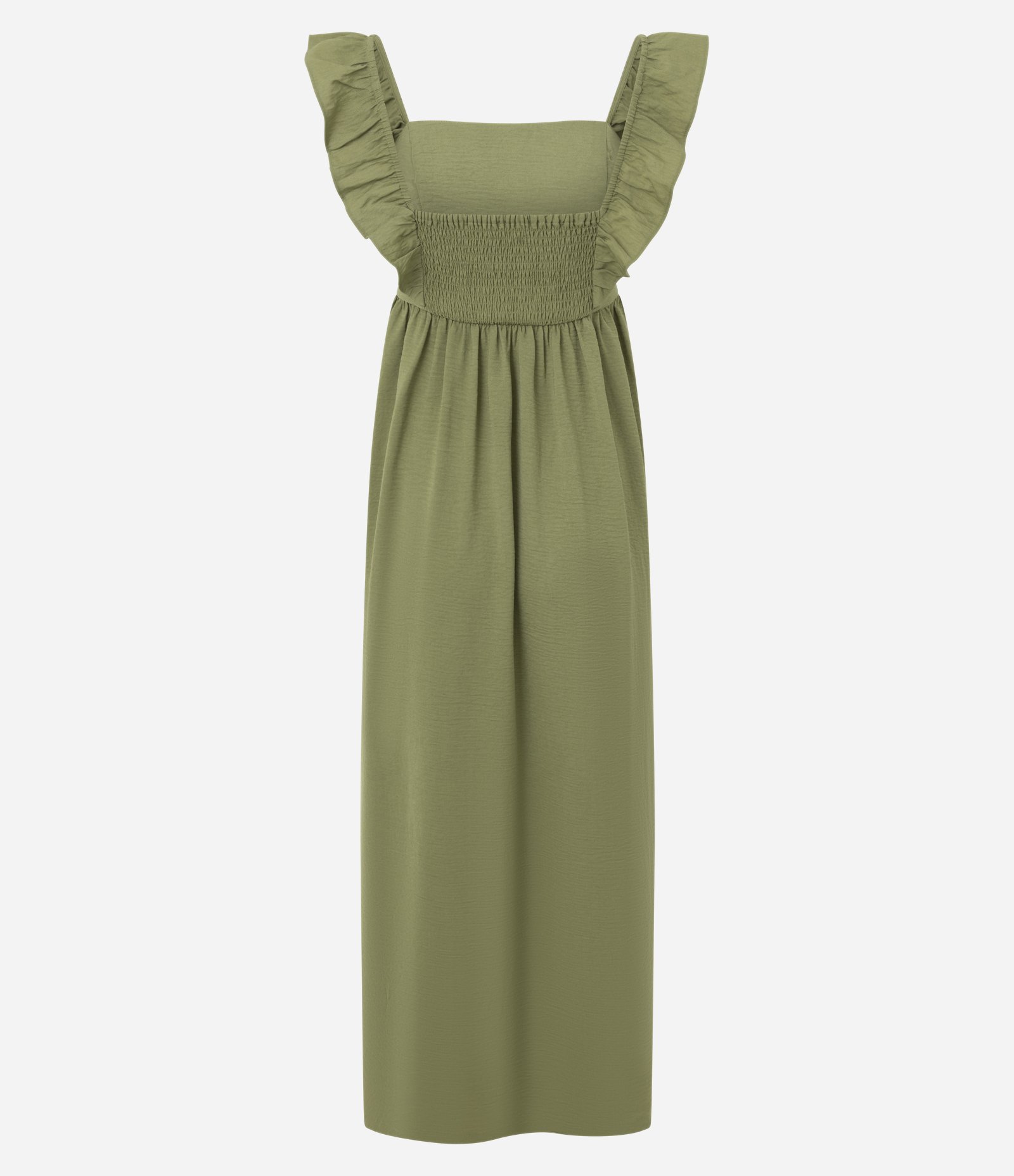 Vestido Midi Evasê Airflow com Babadinho nas Alças Verde 7