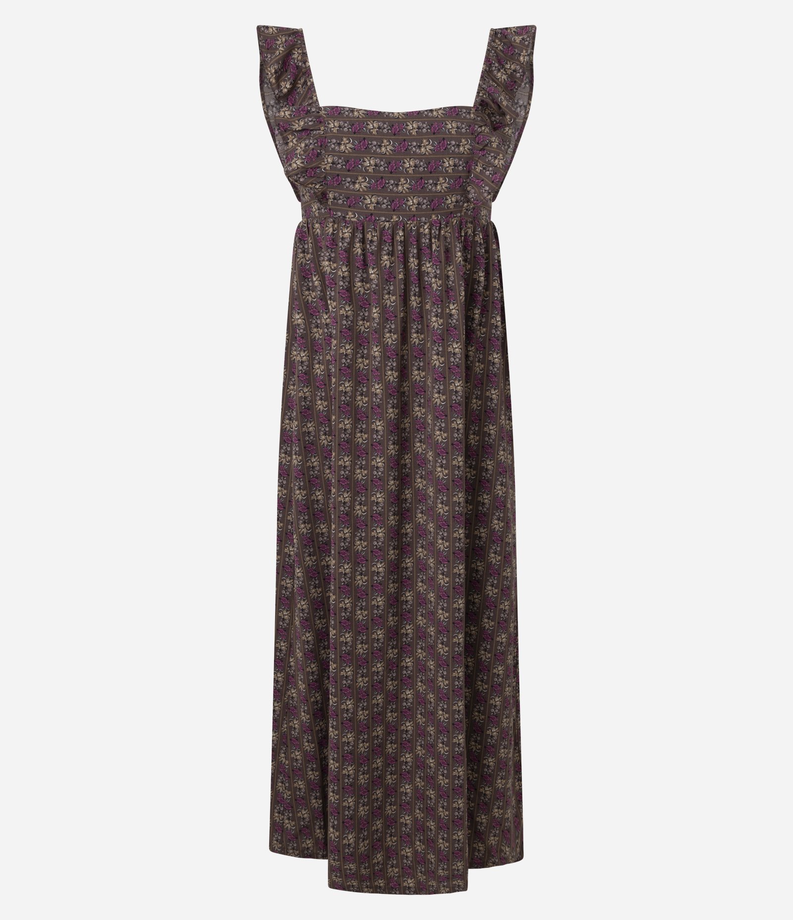 Vestido Midi em Airflow com Manga Larga e Estampa Floral Marrom 1