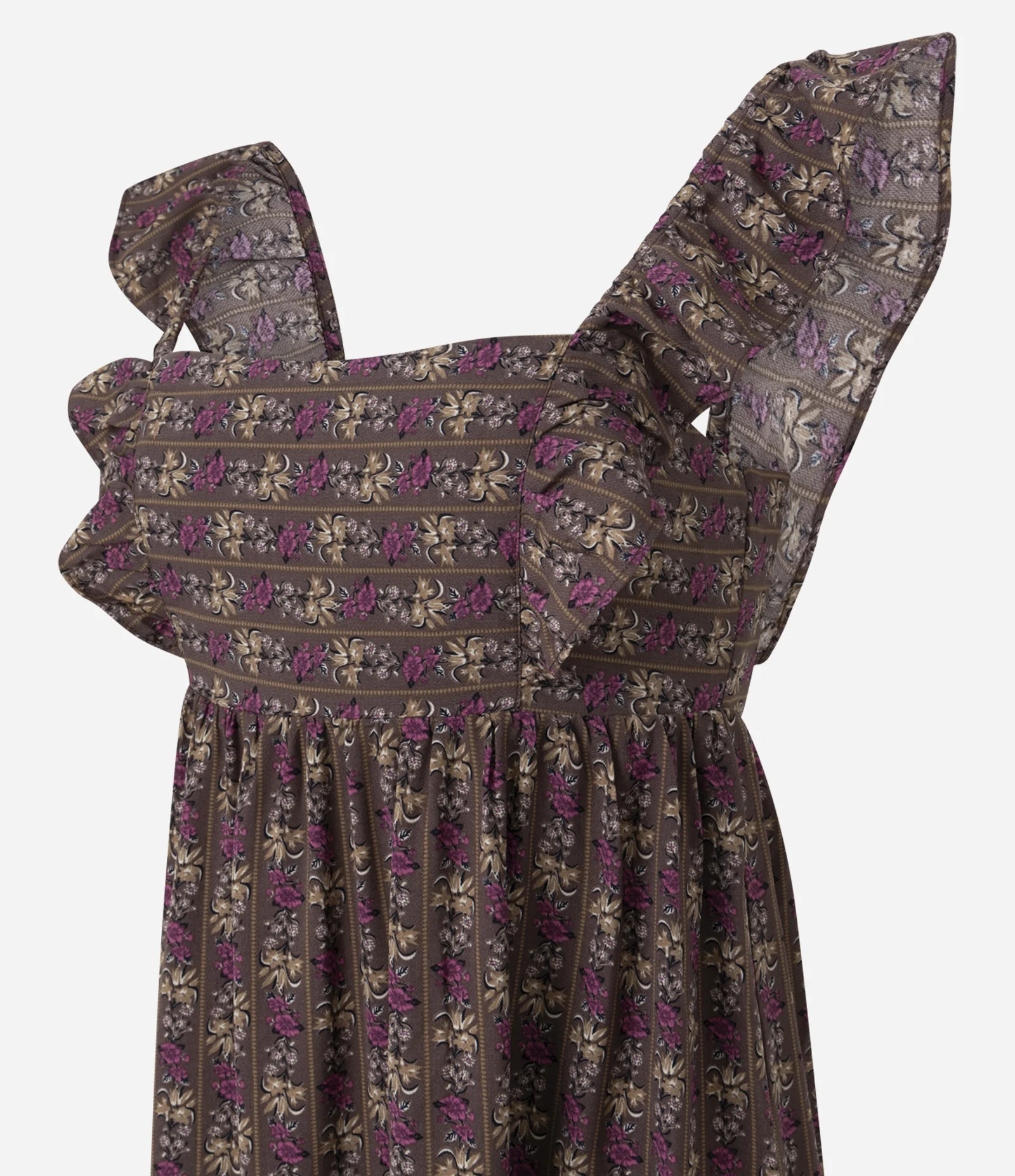 Vestido Midi em Airflow com Manga Larga e Estampa Floral Marrom 2