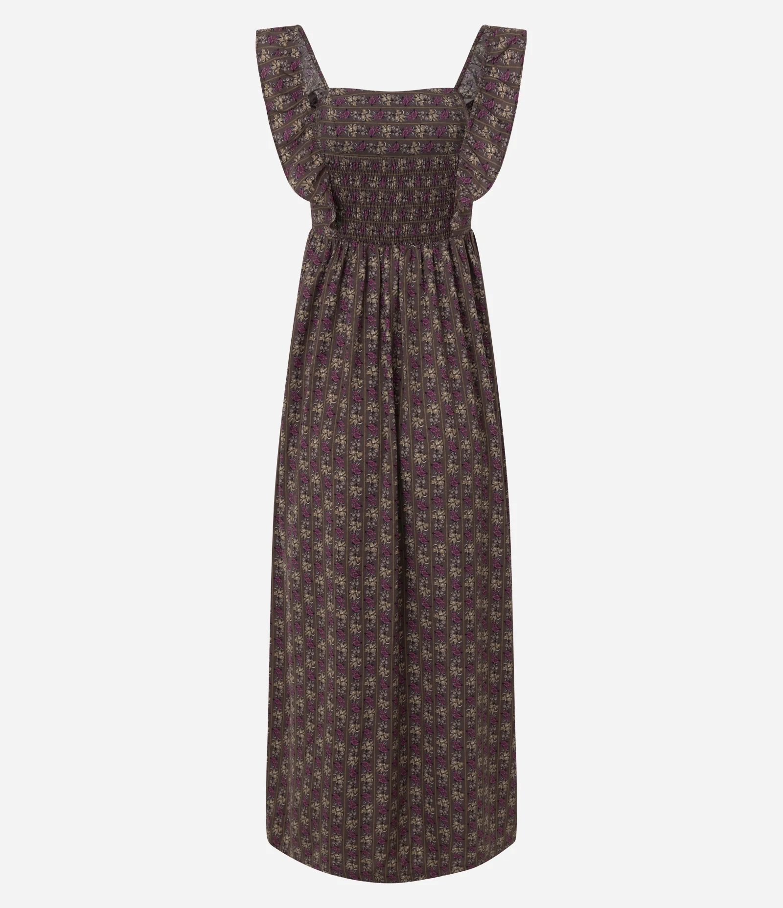 Vestido Midi em Airflow com Manga Larga e Estampa Floral Marrom 3