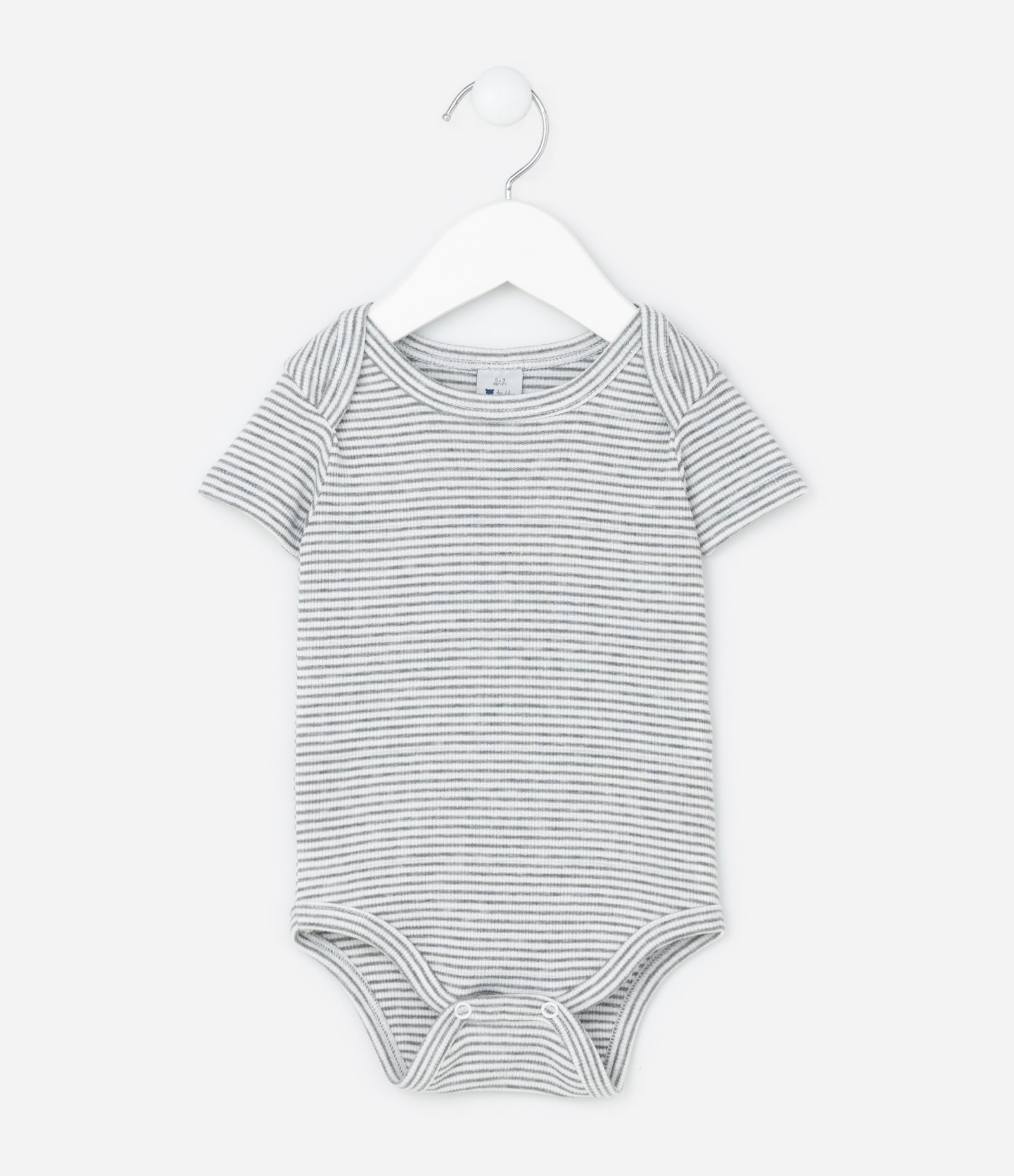 Conjunto Infantil em Ribana com Estampa de Listras - Tam 0 a 18 Meses Cinza 3