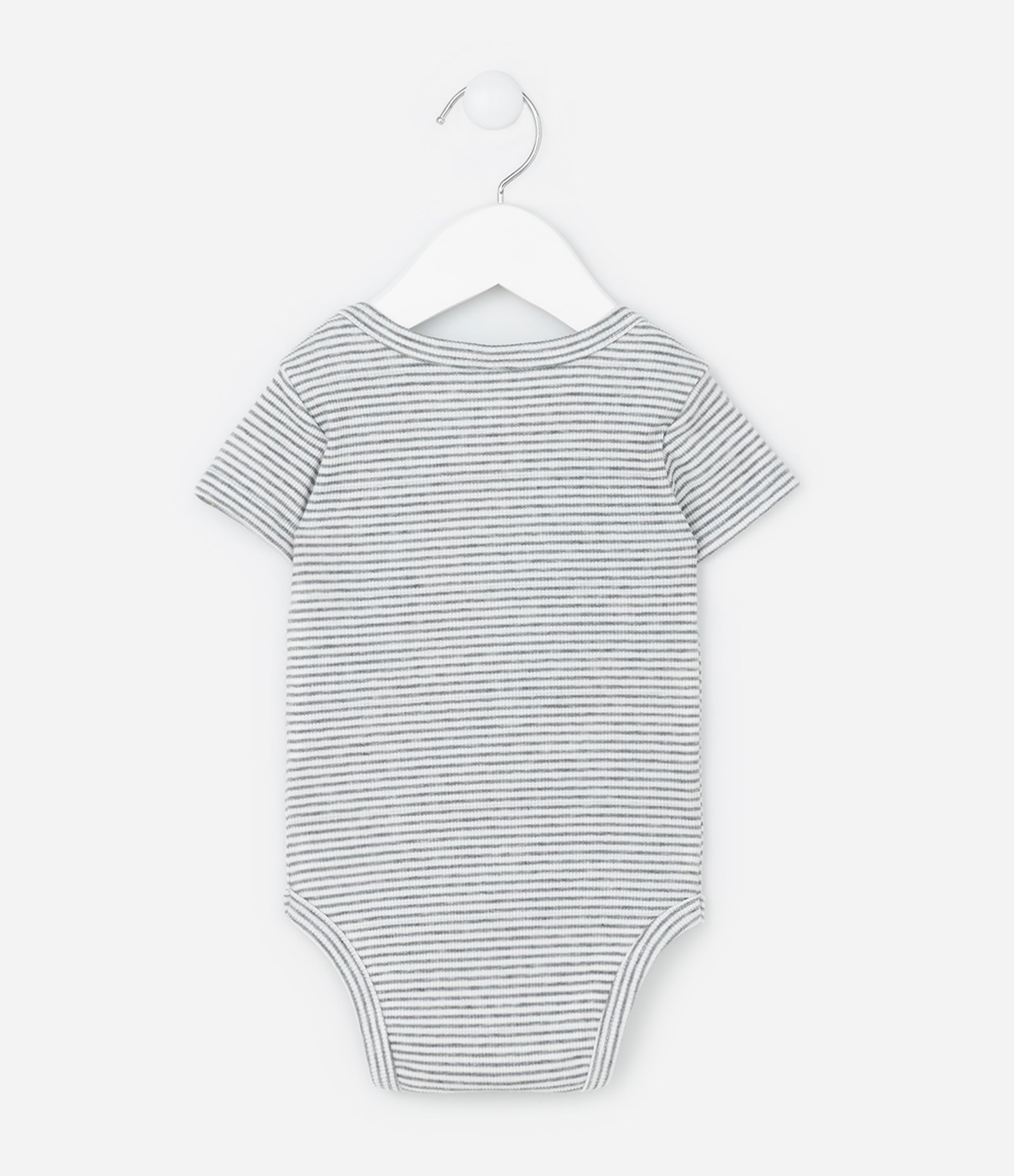 Conjunto Infantil em Ribana com Estampa de Listras - Tam 0 a 18 Meses Cinza 4