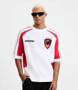 Camisa em Acrílico com Efeito Tricô com Estampa Lettering