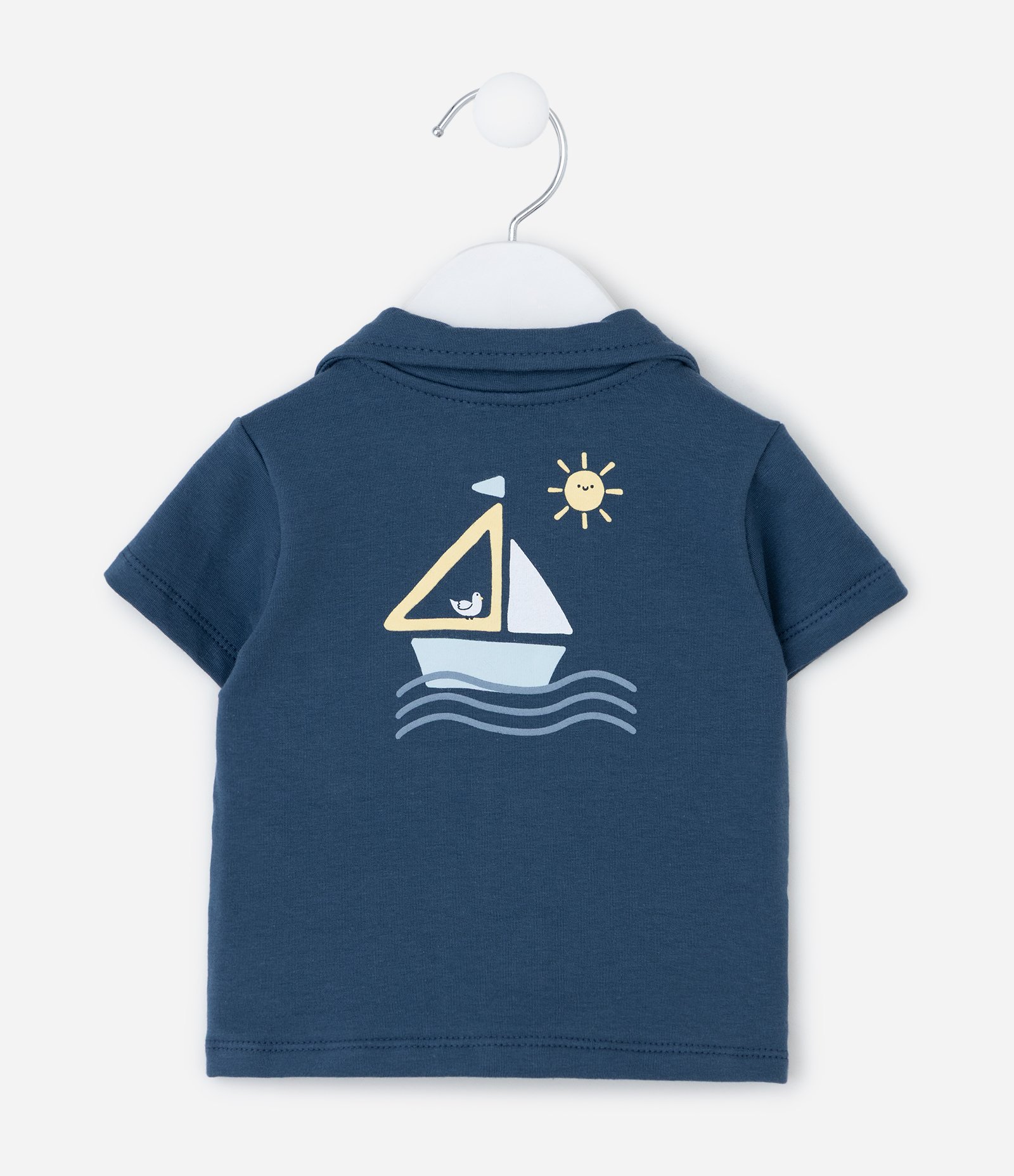 Conjunto Infantil em Moletom Barco a Vela - Tam 0 a 18 Meses Azul/Branco 4