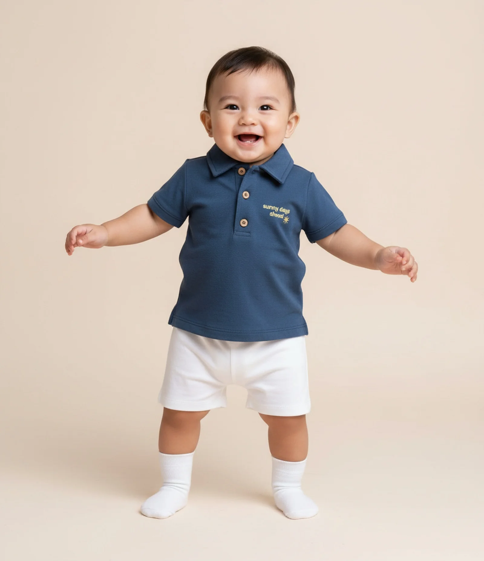 Conjunto Infantil em Moletom Barco a Vela - Tam RN a 18 Meses Azul/Branco 1
