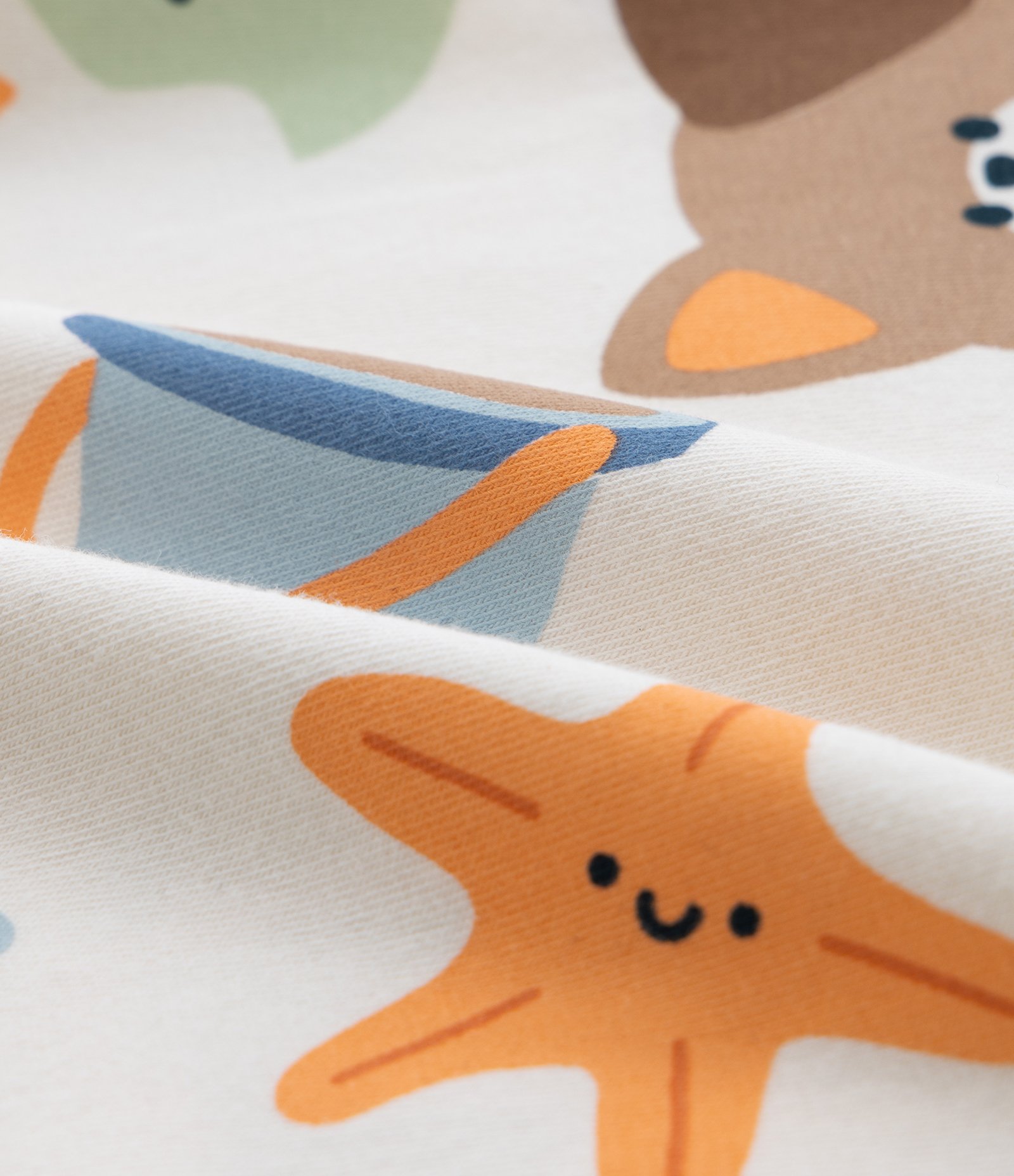 Kit 03 Bodies Infantis com Estampa Fundo do Mar - Tam RN a 18 meses Bege/Marrom/Azul 4