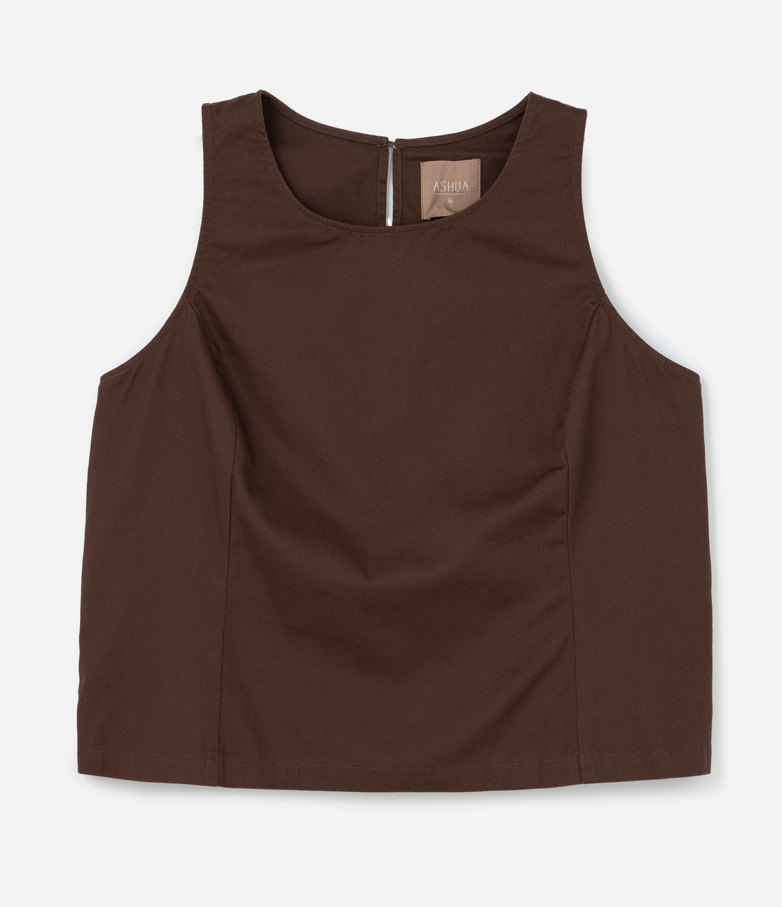 Blusa sem Manga em Sarja Curve & Plus Size Marrom 5