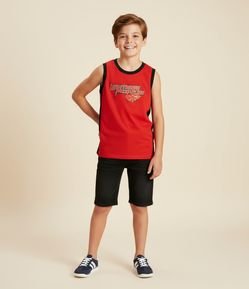 Regata Infantil de Basquete em Microfibra com Estampa Carros - Tam 3 a 8 Anos