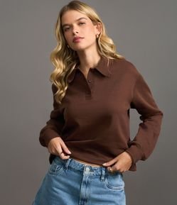 Suéter em Algodão com Gola Polo