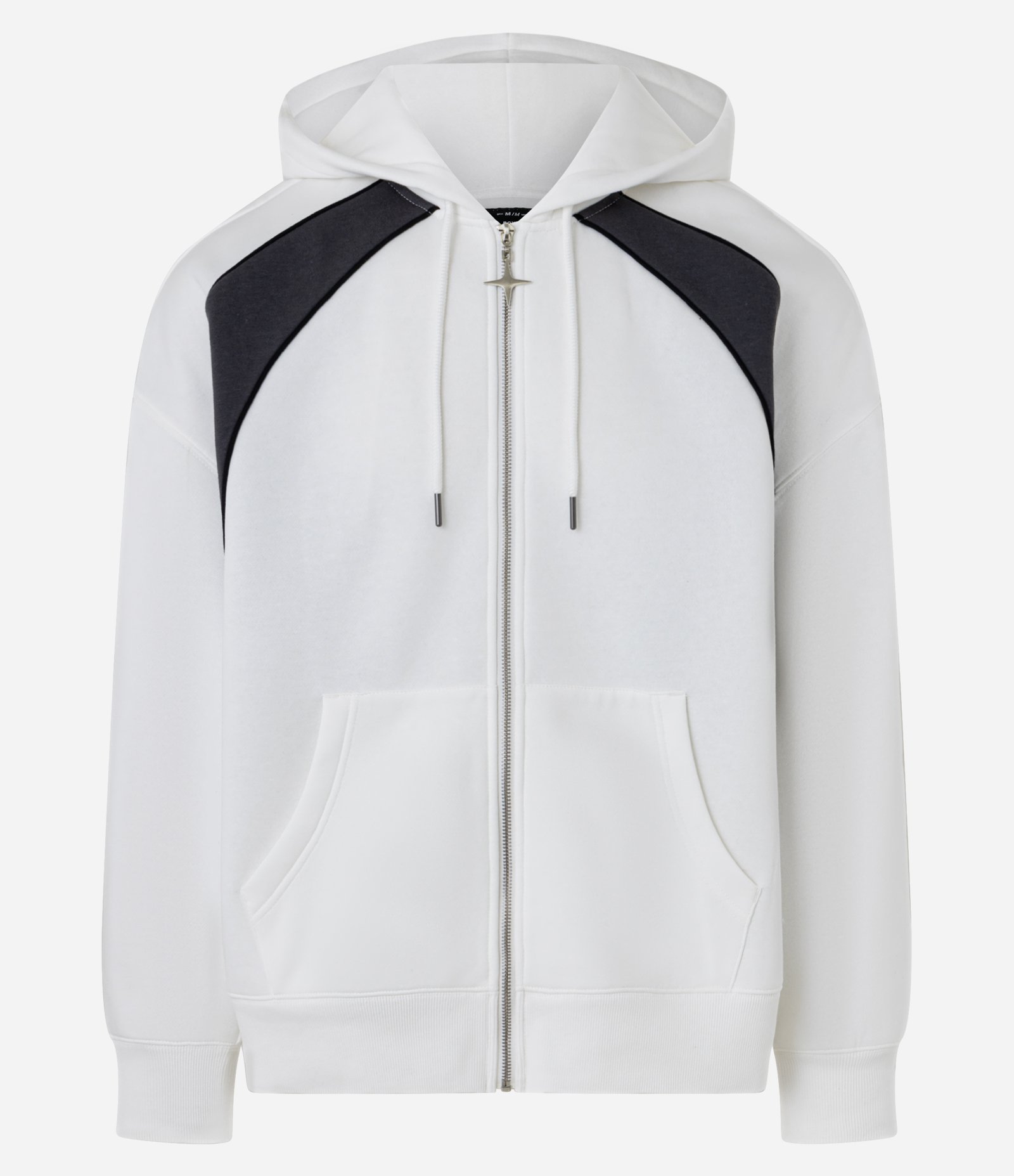 Casaco em Moletom com Recortes Contrastantes Branco 6