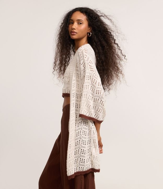 Kimono em Tricô com Barra Contrastante