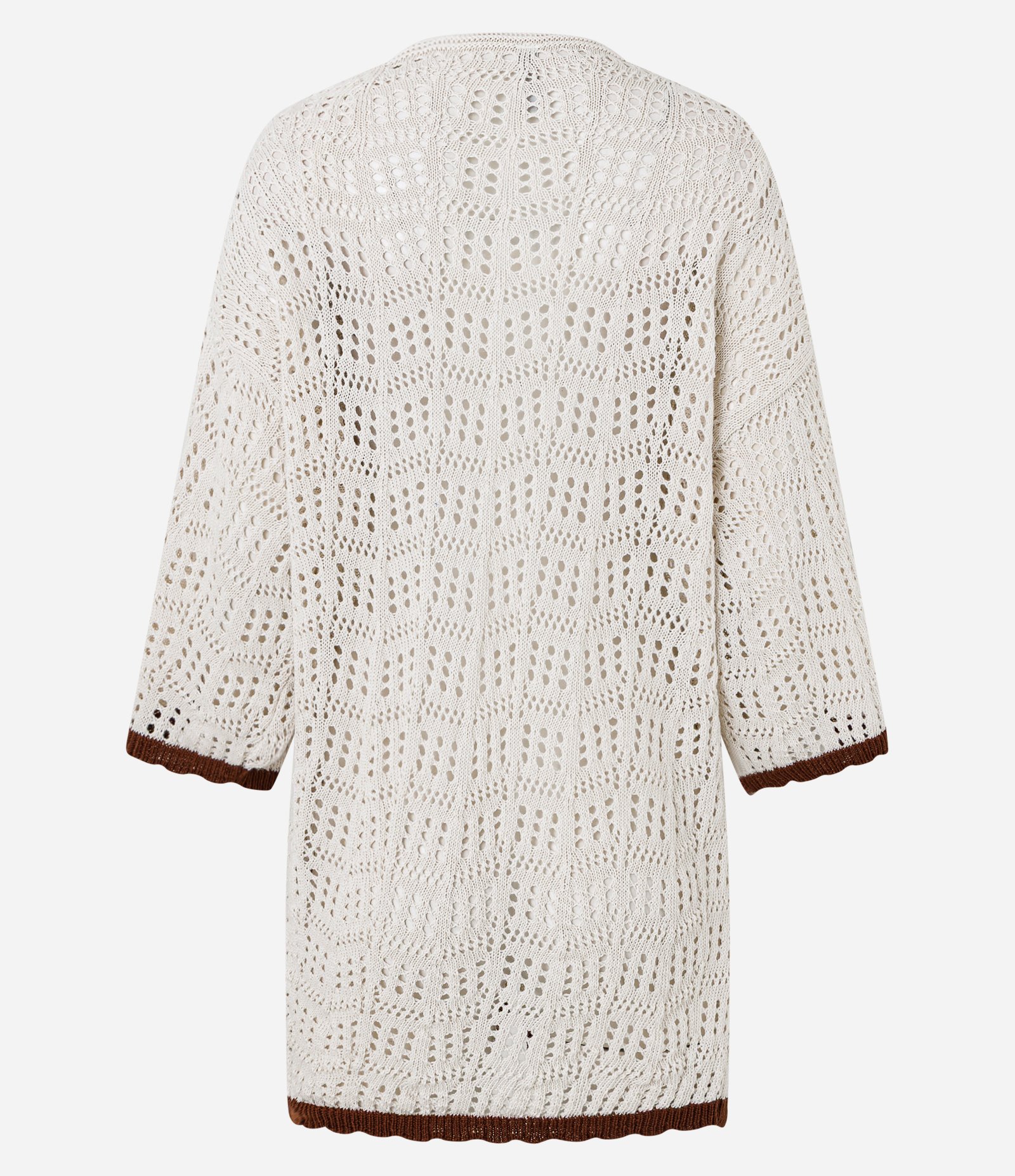 Kimono em Tricô com Barra Contrastante Bege 6