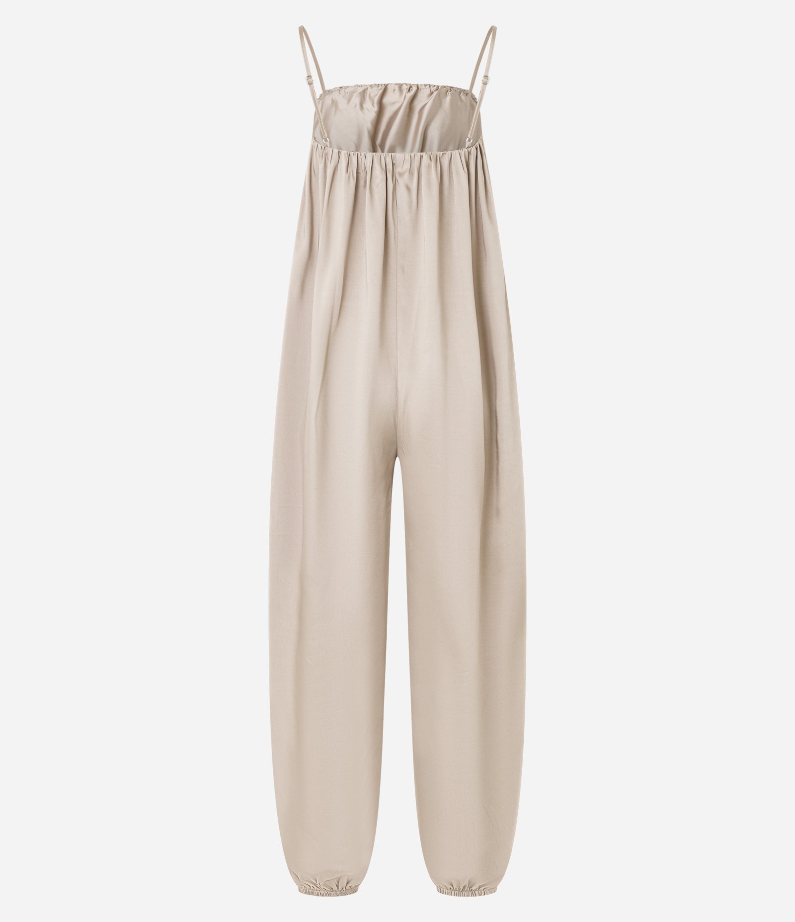 Macacão Aladim em Cetim Sem Manga Bege 5