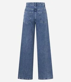 Calça Wide Leg em Jeans sem Costura nas Laterais