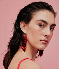 Maxi Brinco em Paetês de Coração Vermelho