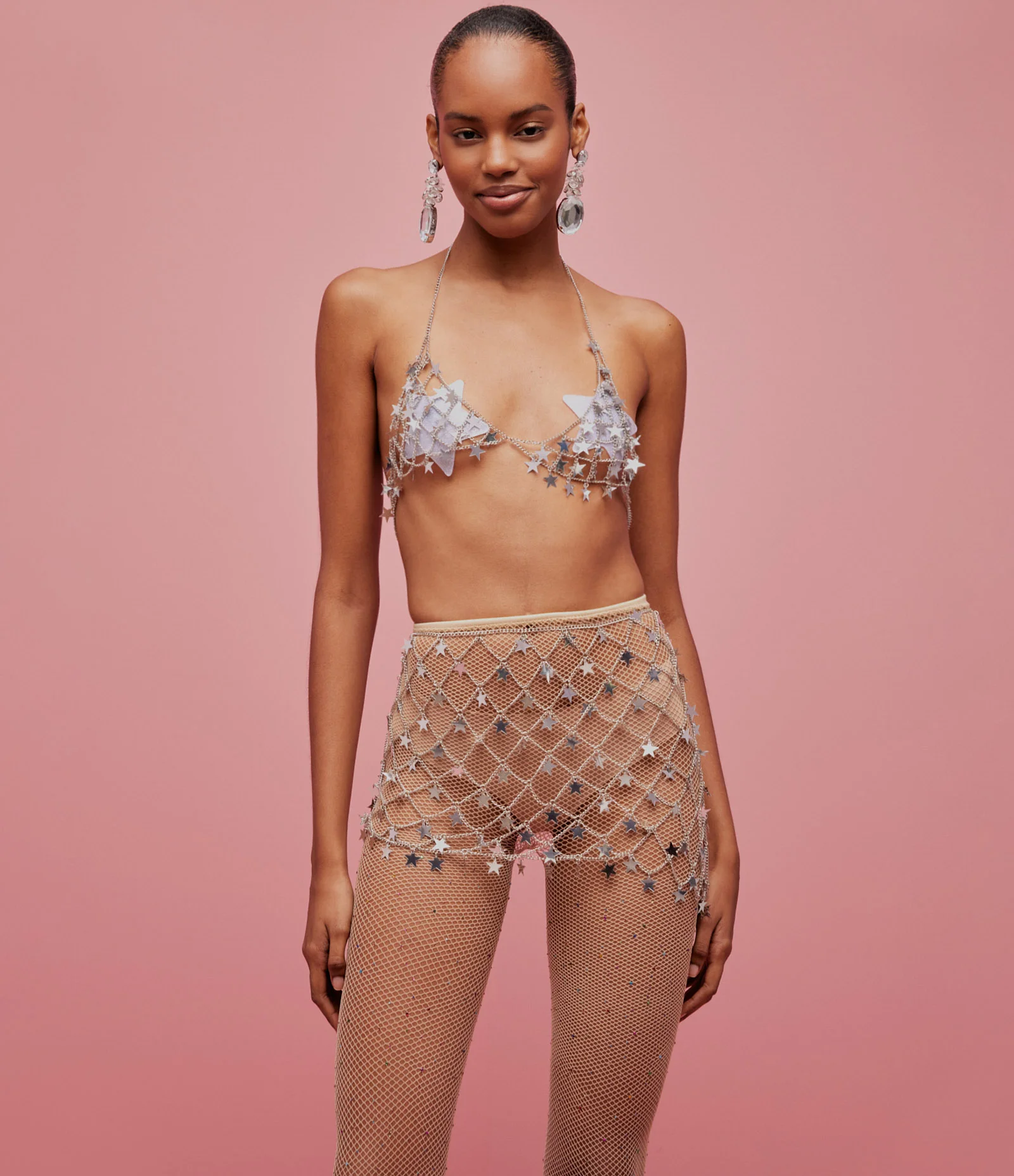 Body Chain Top com Correntes e Estrelas Prata 2