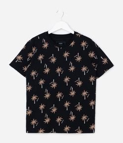 Camiseta Infantil Regular com Estampa de Coqueiros - Tam 5 a 14 Anos