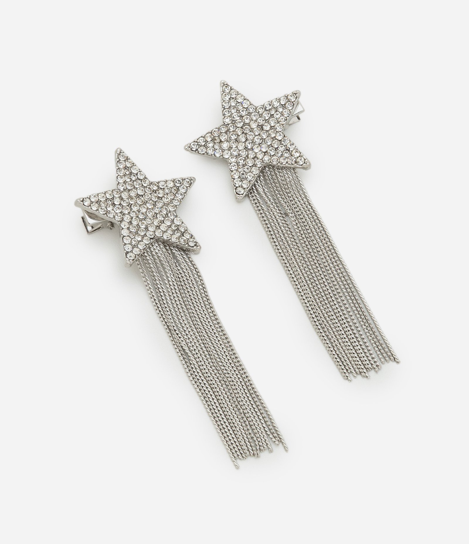 Kit 02 Presilhas de Cabelo com Estrela em Strass e Franjas Prata 1