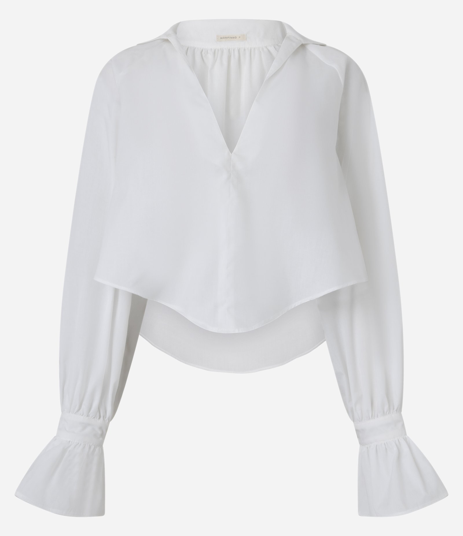 Bata em Tricoline com Barra Assimétrica e Manga Longa Sino Branco 5