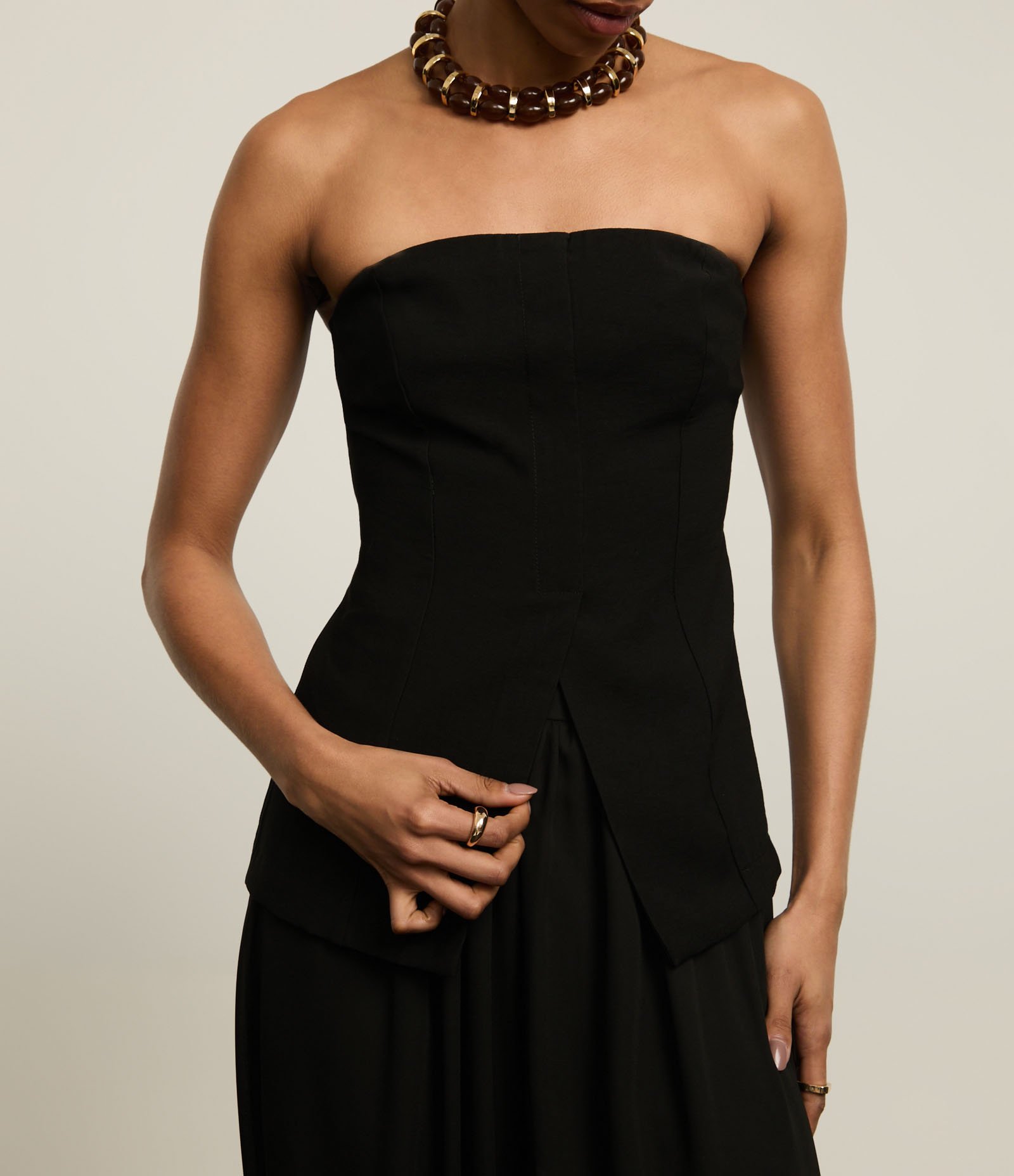 Blusa Corset Alfaiatada com Fenda Preto 3