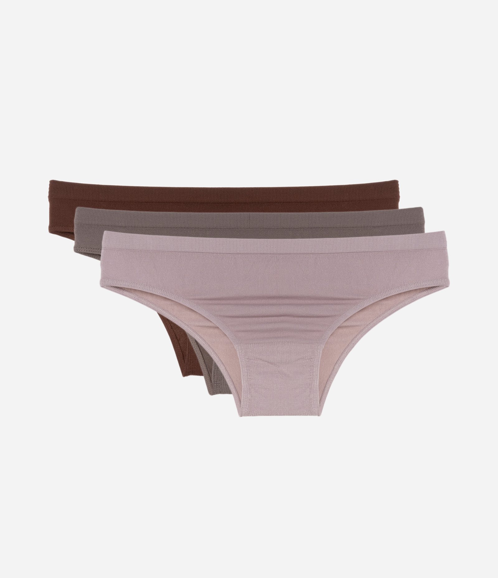 Kit 03 Calcinha Biquíni Seamless Trifil Marrom/Cinza/Rosa 1