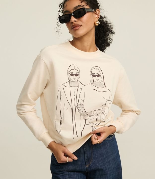 Casaco em Moletom com Bordado Mulheres Fashion