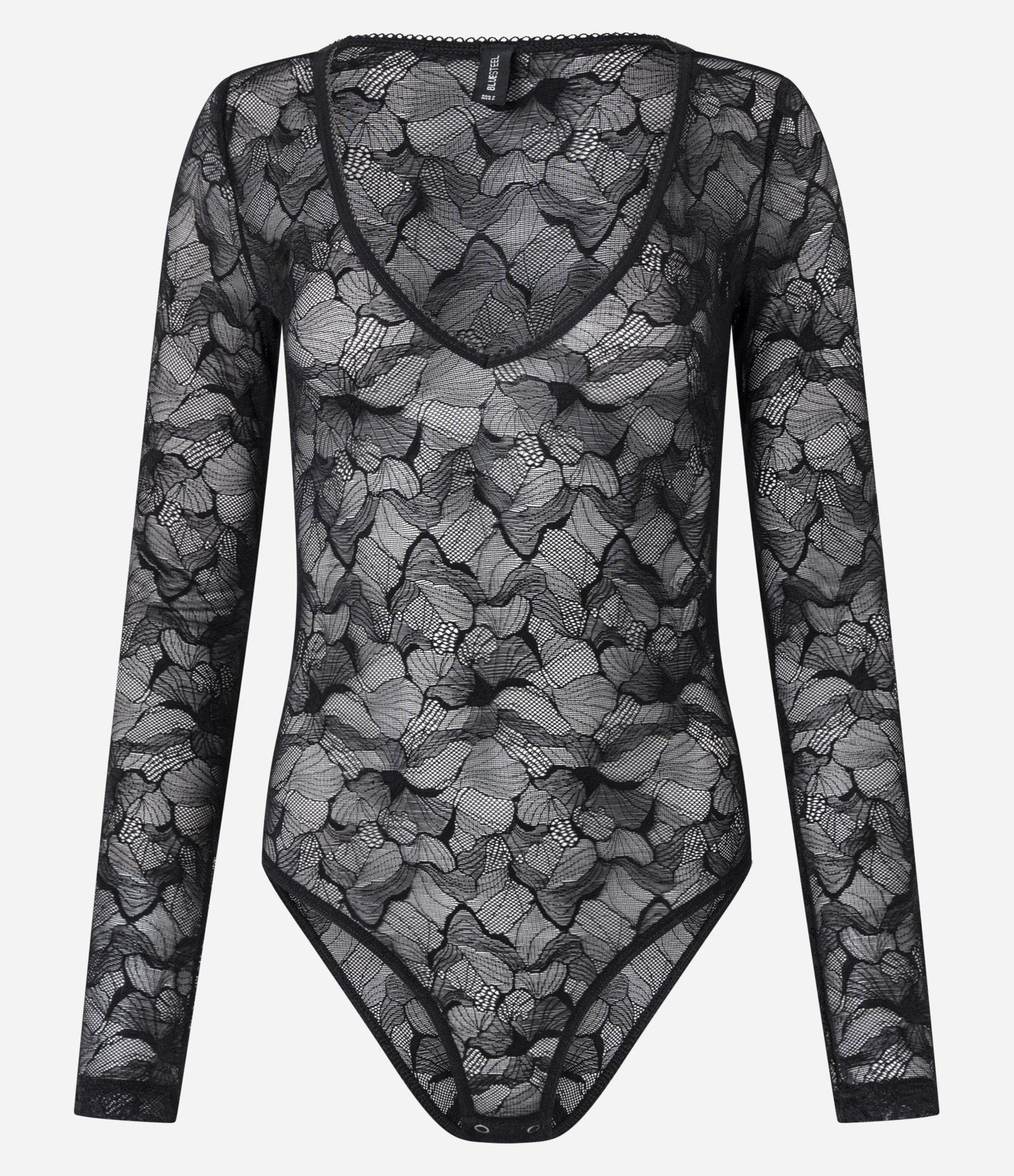 Body em Renda Floral e Decote V Preto 4