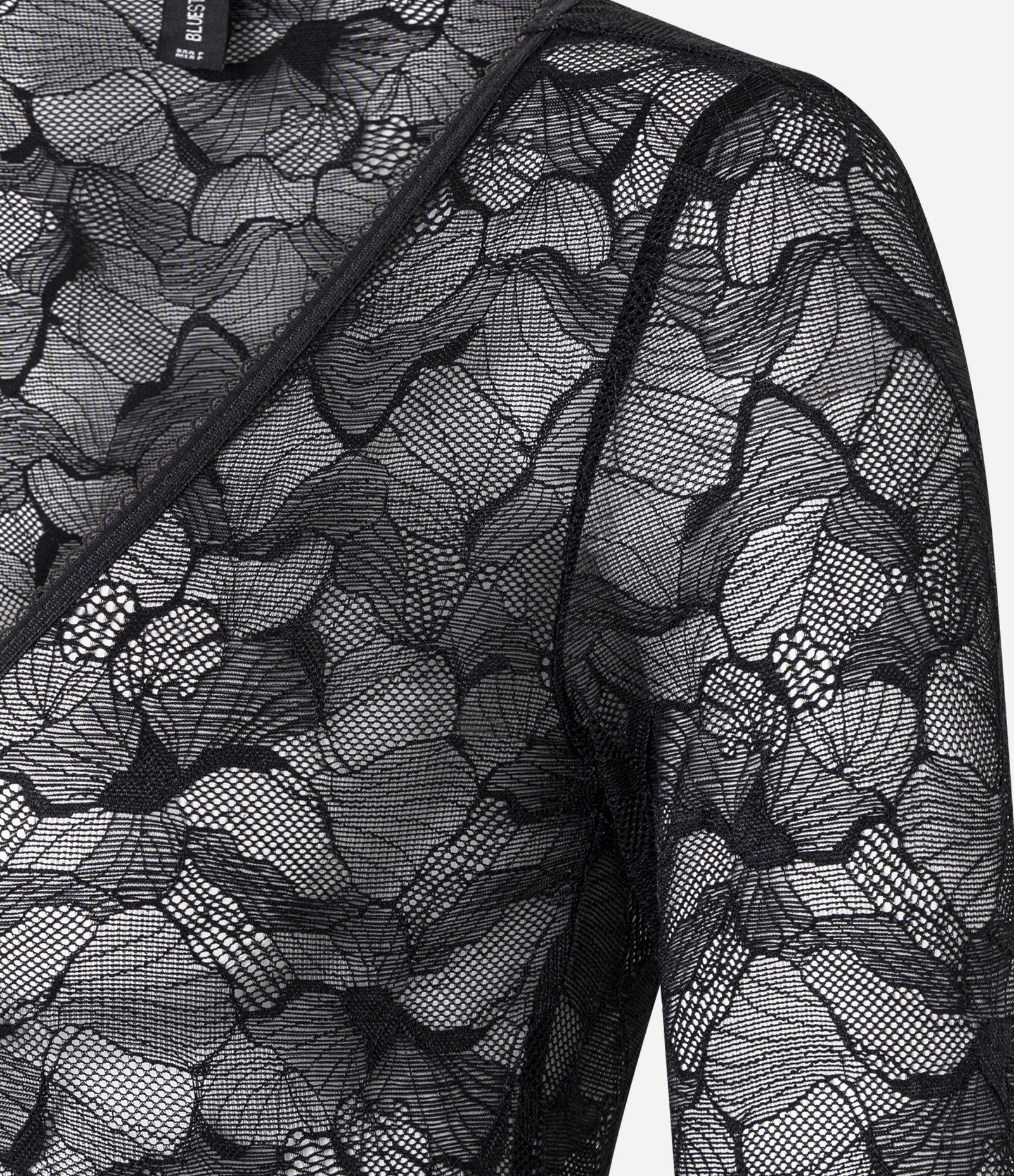 Body em Renda Floral e Decote V Preto 5