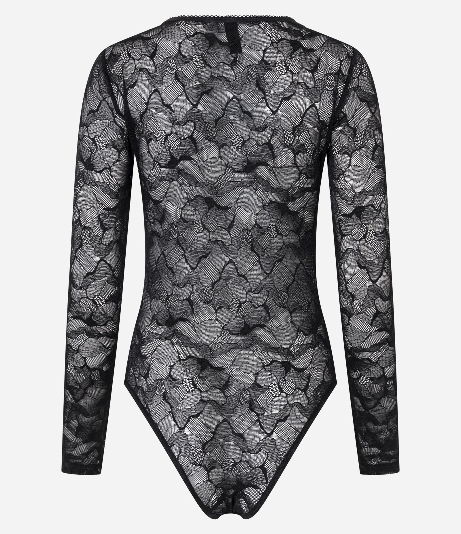 Body em Renda Floral e Decote V Preto 6