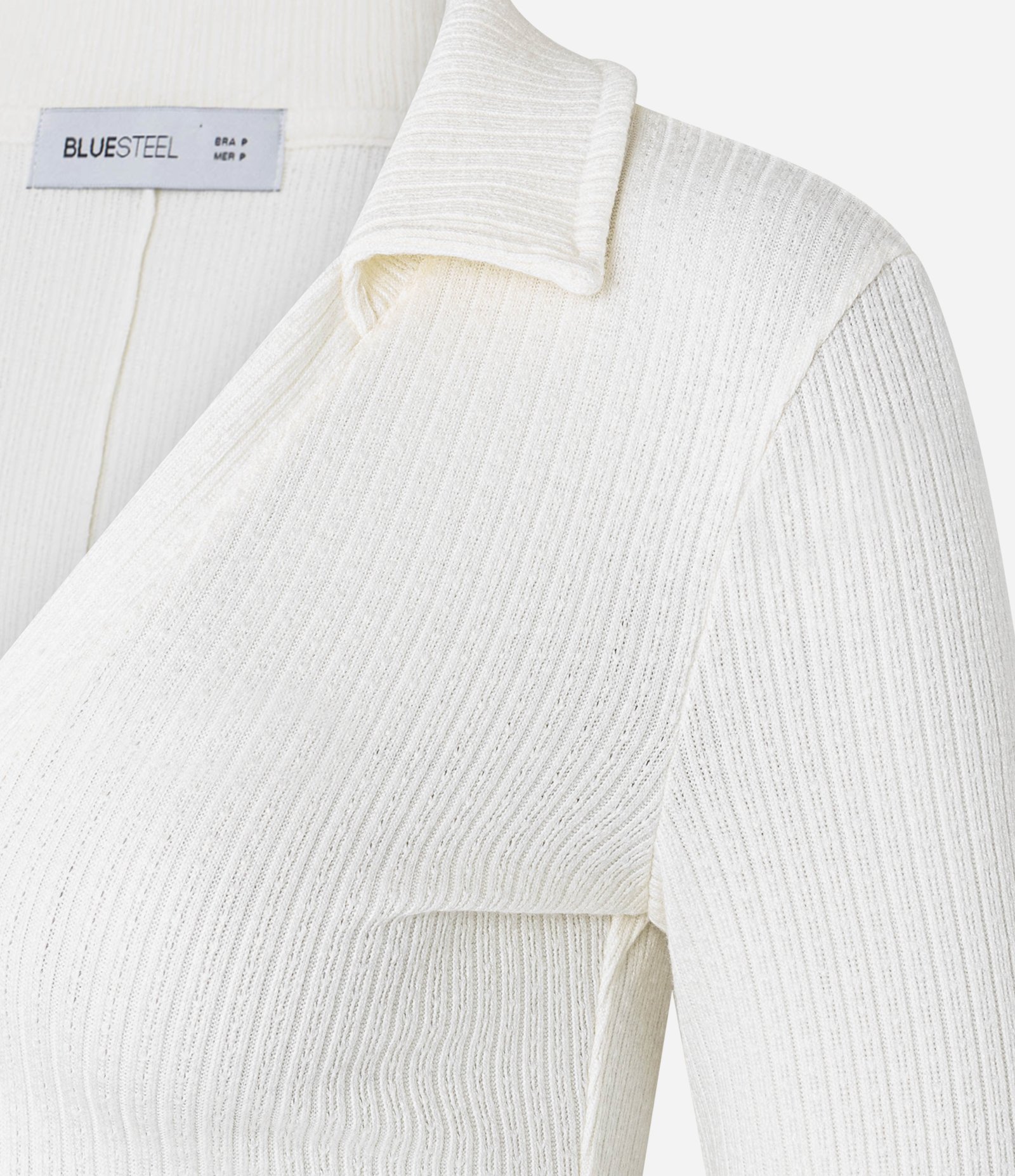 Blusa em Ribana Quentinha com Gola Polo Branco 2