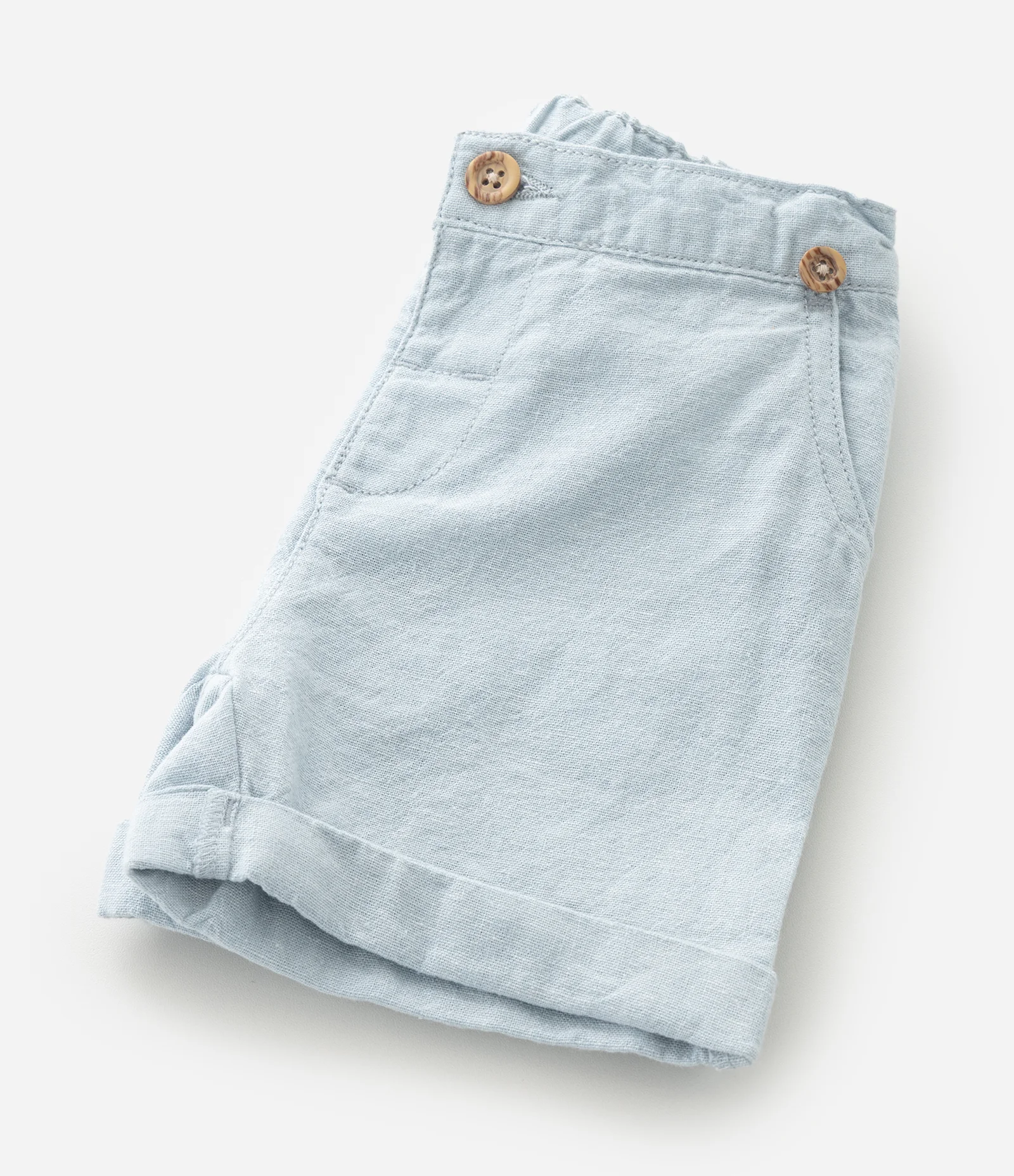 Bermuda Infantil em Linho com Suspensório Removível – Tam RN a 18 Meses Azul Claro 7