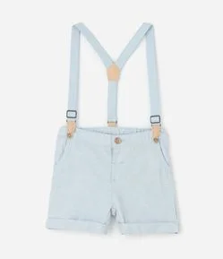 Bermuda Infantil em Linho com Suspensório Removível – Tam RN a 18 Meses