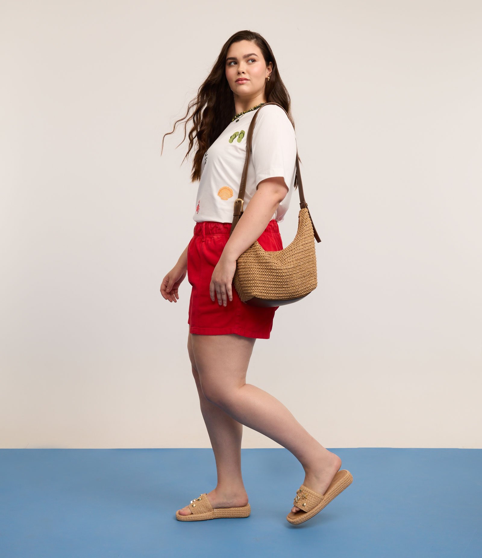 Camiseta em Algodão com Bordados Praianos Curve & Plus Size Branco 2