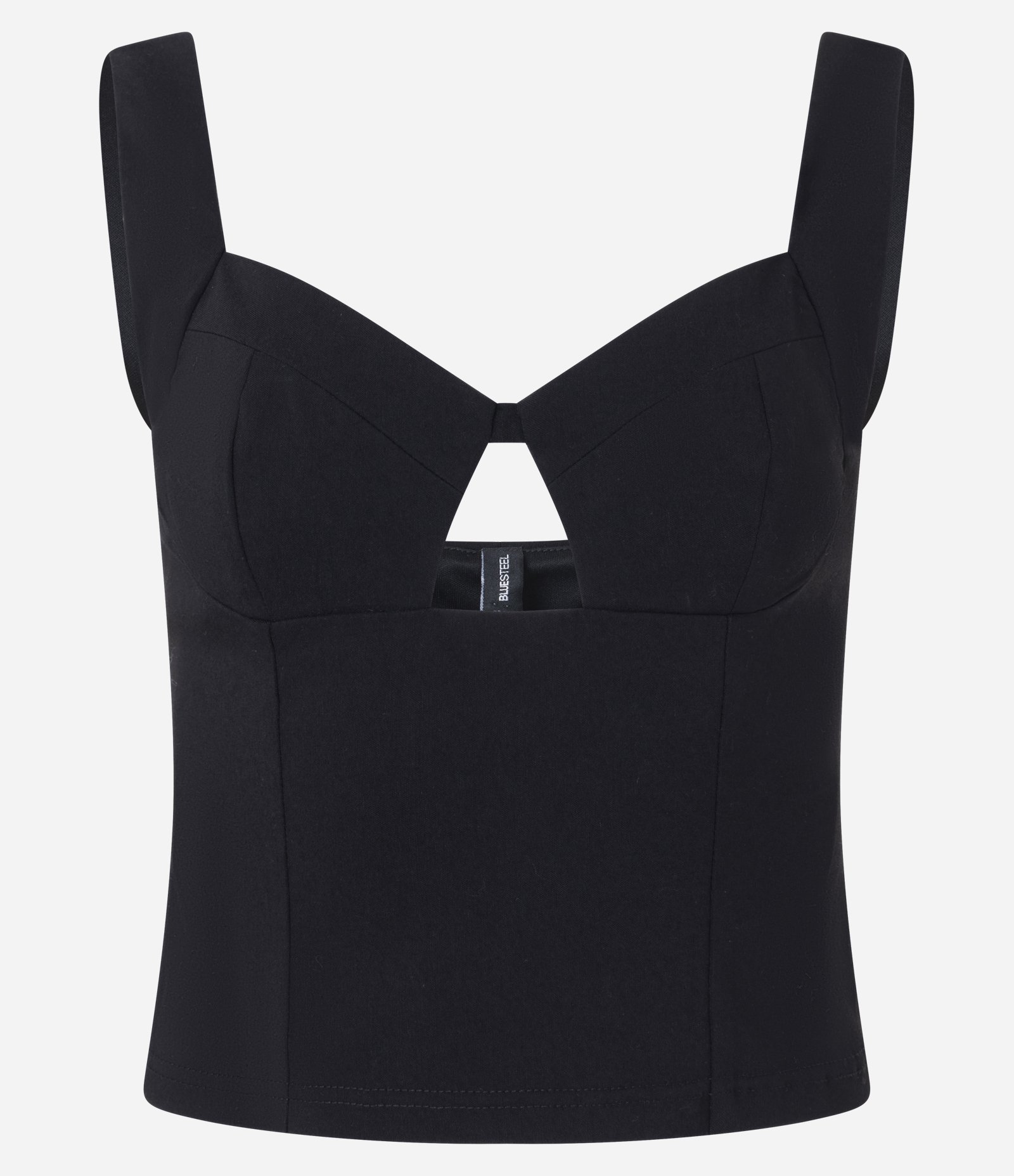 Blusa Cropped Bengaline com Recorte no Decote Preto 5