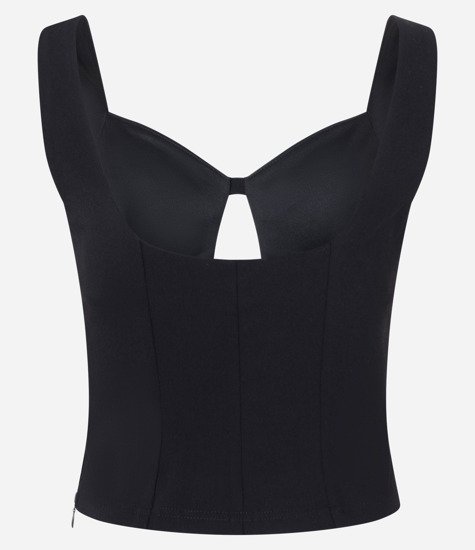 Blusa Cropped Bengaline com Recorte no Decote Preto 6