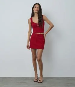 Short Saia em Bengaline com Cintura Ajustada