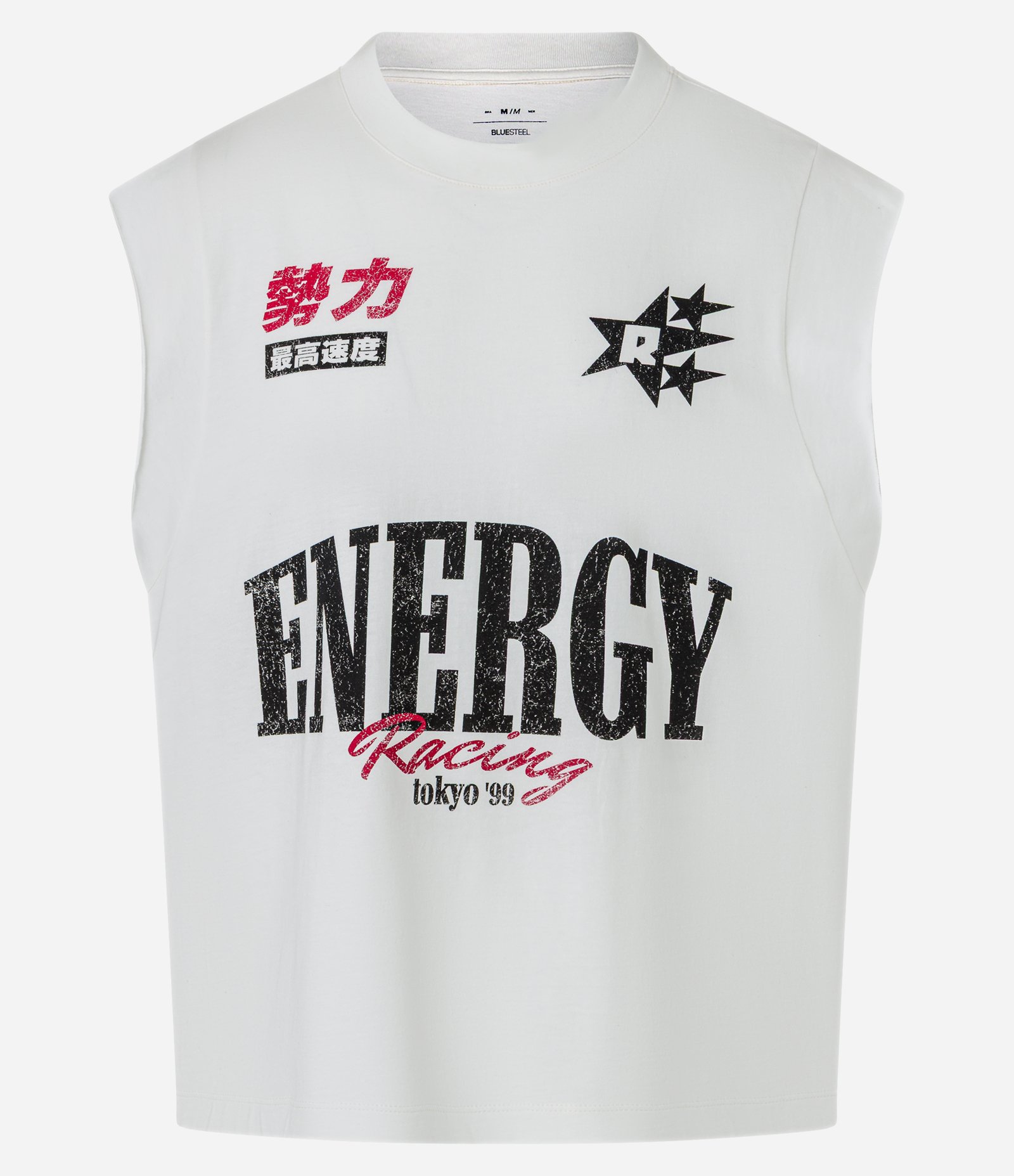 Regata Diferenciada em Algodão com Estampa Lettering Energy Racing Branco 7