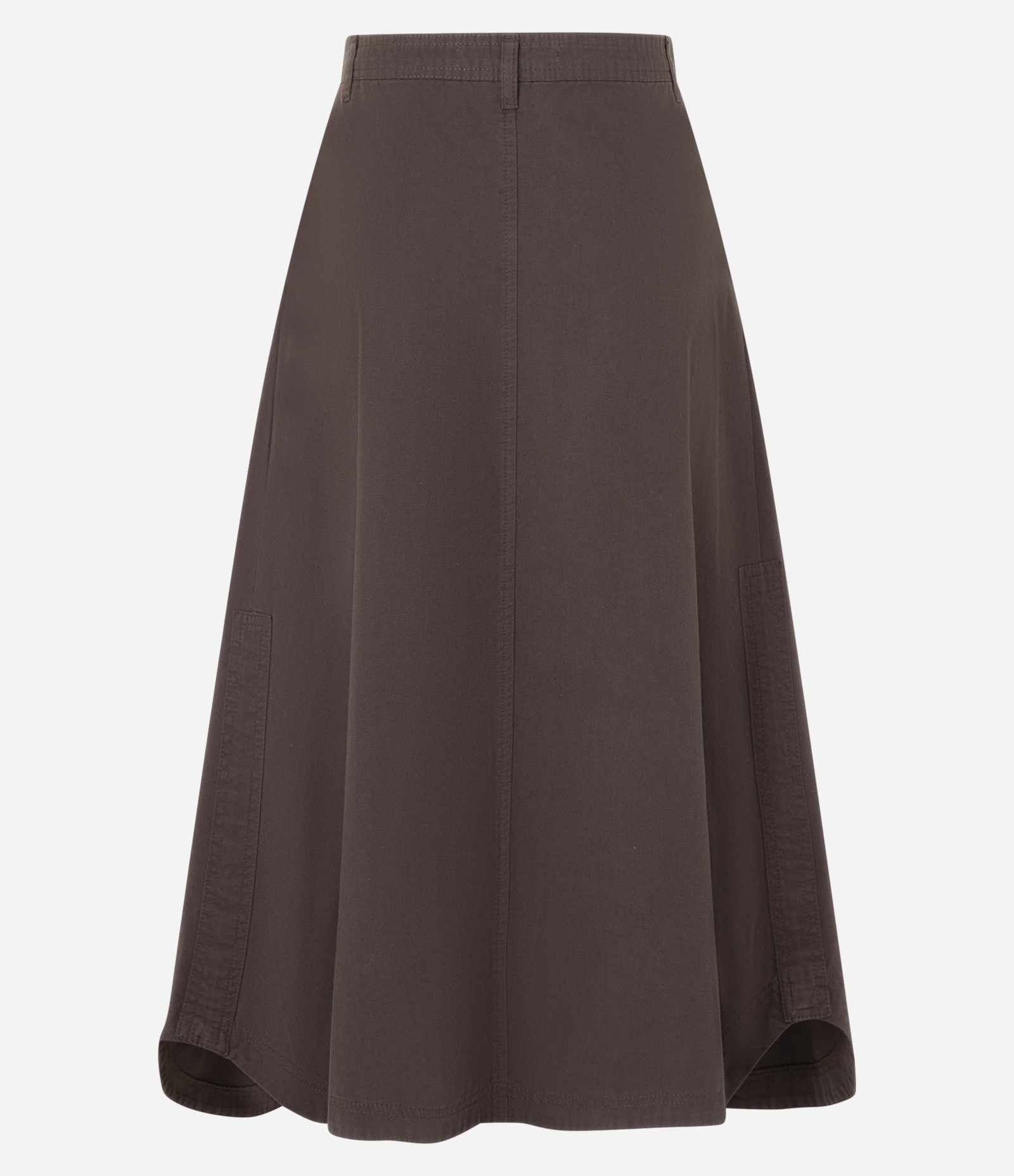 Saia Midi em Sarja com Abotoamento Frontal e Fendas Laterais Marrom 6