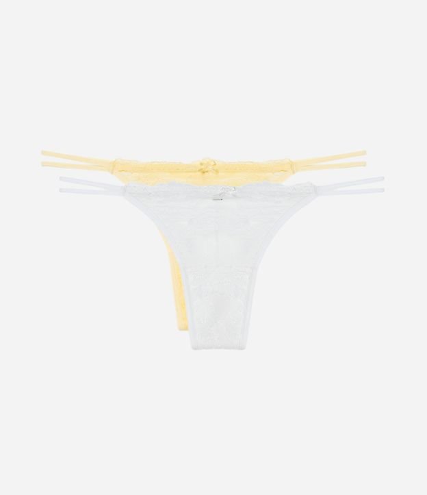 Kit 02 Calcinhas String Fio em Renda Floral