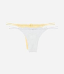 Kit 02 Calcinhas String Fio em Renda Floral