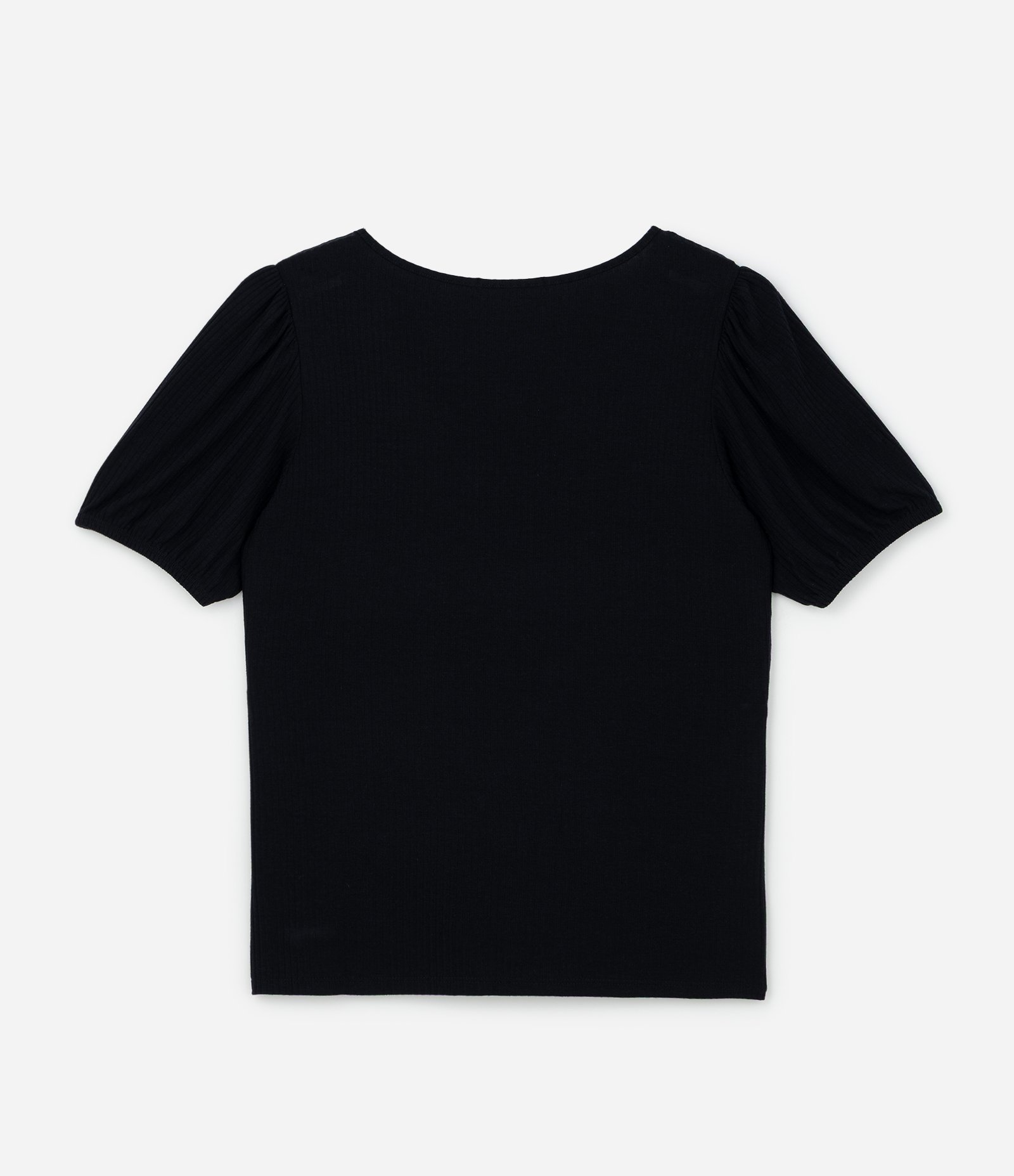 Blusa em Ribana com Manga Bufante Curve & Plus Size Preto 2