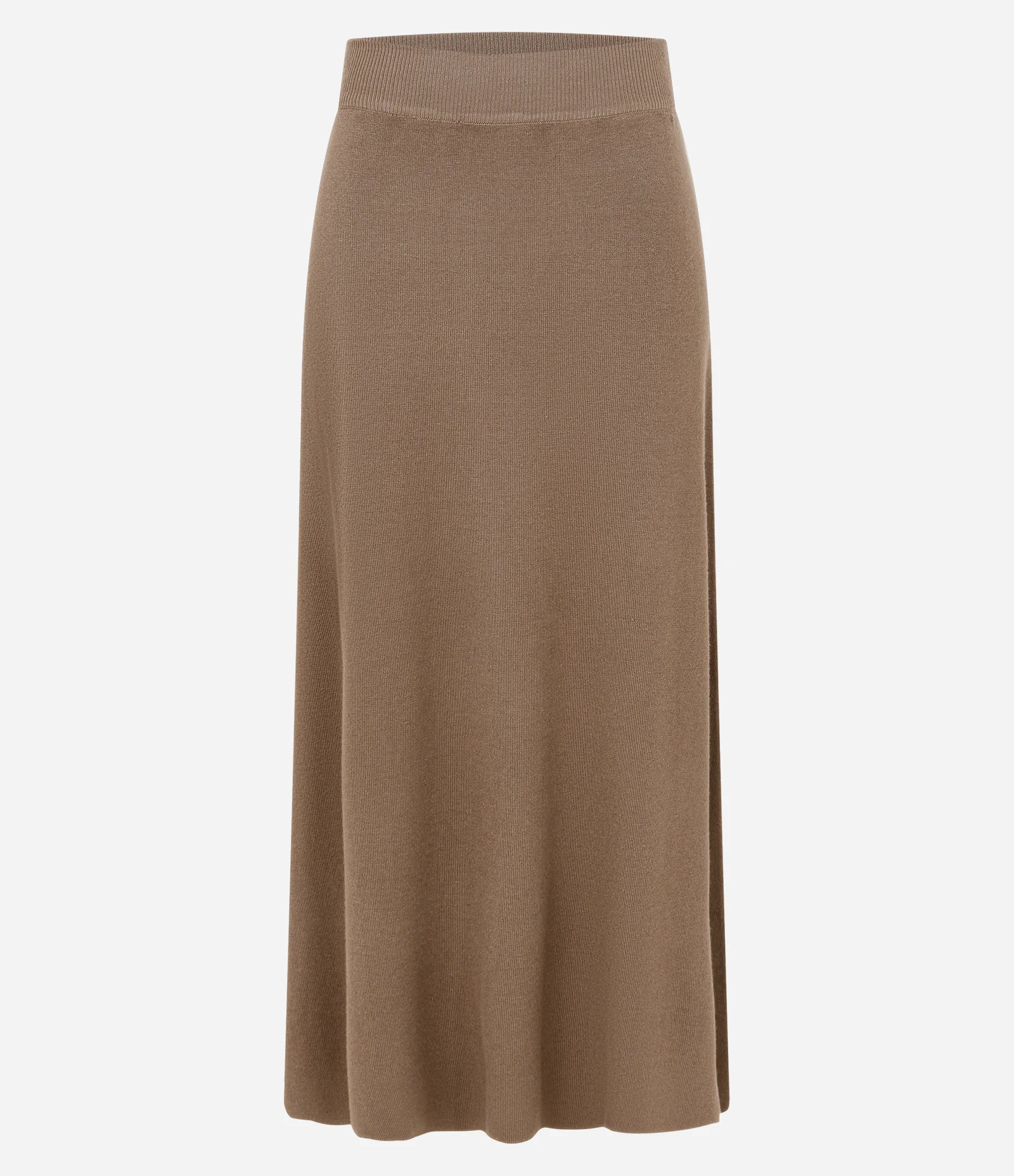 Saia Evasê Midi em Tricô com Caimento Leve Bege 5