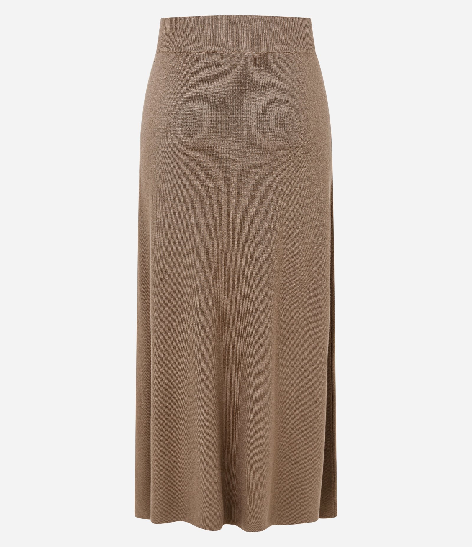 Saia Evasê Midi em Tricô com Caimento Leve Bege 7