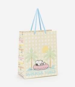 Embalagem de Presente Média com Estampa Xadrez e Snoopy na Praia